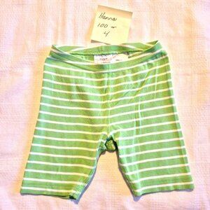 Hanna Andersson girls size 100 or 4 4T green with white striped bike shorts vguc